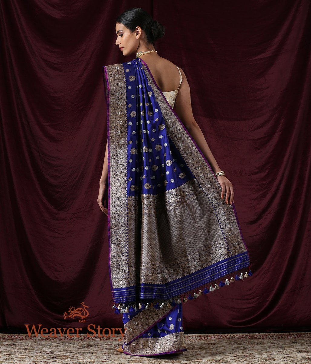 Handwoven_Blue_Kadhwa_Booti_Banarasi_Saree_WeaverStory_03