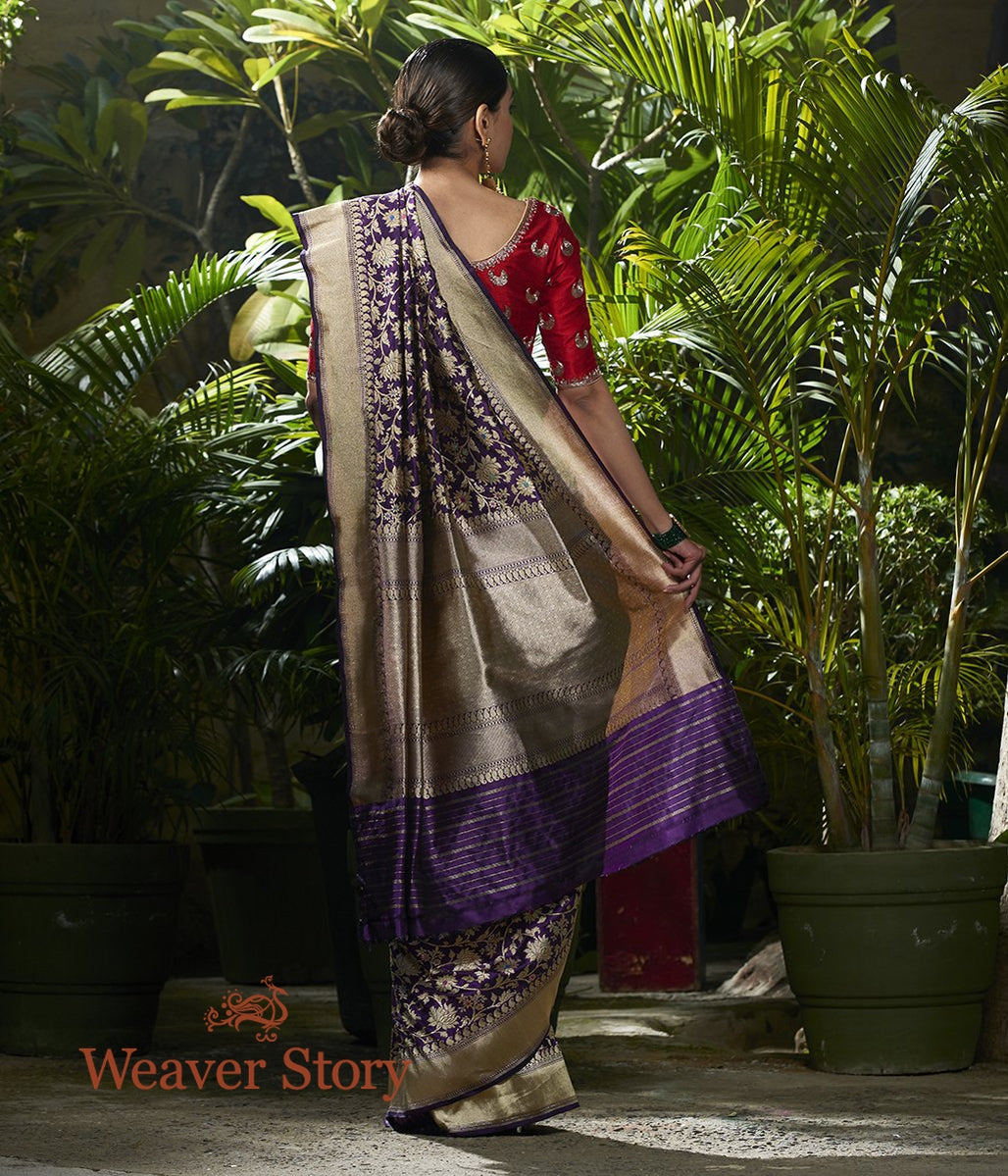 Handloom_Purple_Kadhwa_Jangla_Saree_with_Meenakari_WeaverStory_03