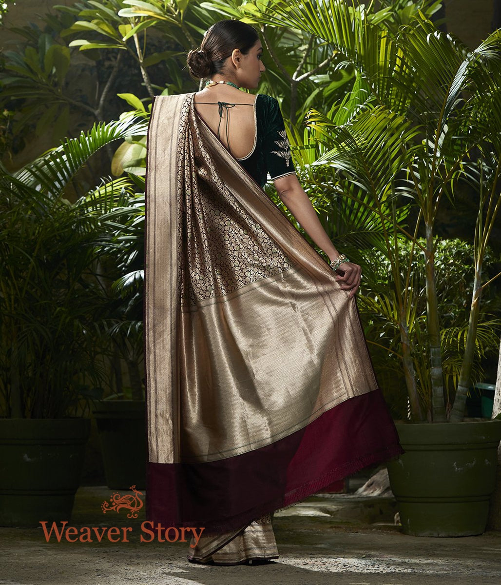 Handwoven_Wine_Kimkhab_Saree_with_Green_Meenakari_WeaverStory_03