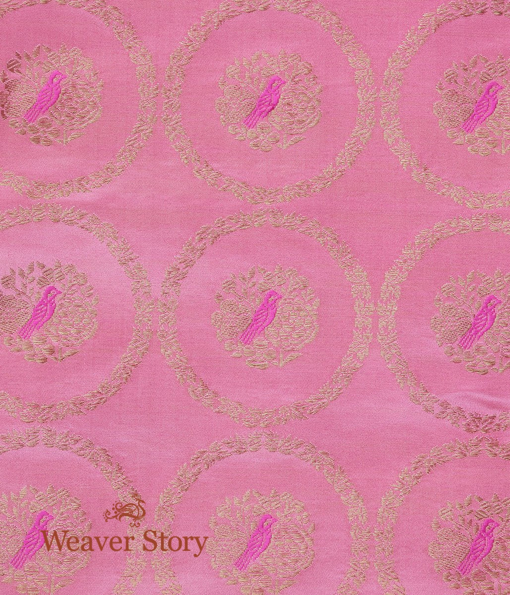 Handloom_Pink_Pure_Satin_Fabric_with_Bird_Motifs_WeaverStory_03