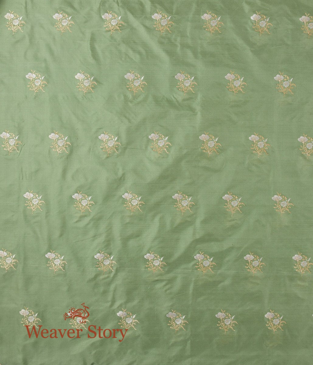 Handloom_Pista_Green_Sona_Rupa_Boota_Fabric_WeaverStory_03