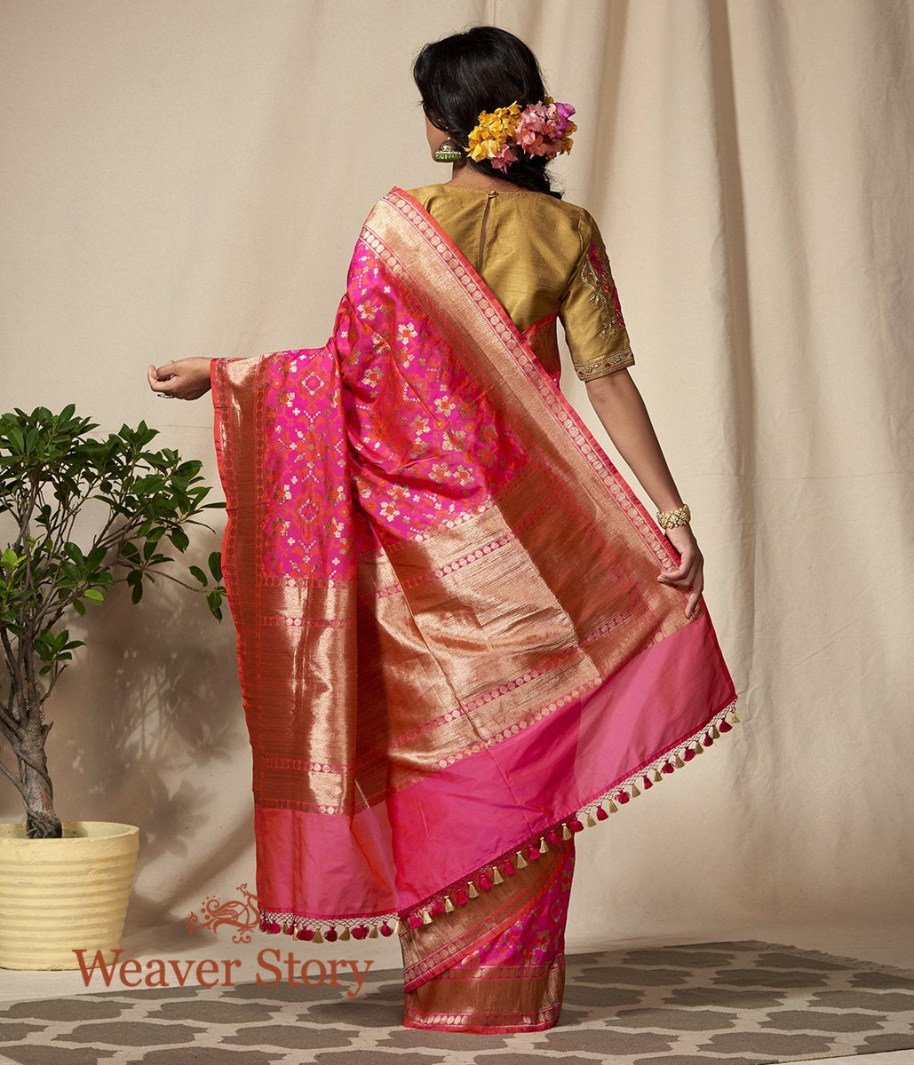 Handwoven_Pink_and_Orange_Dual_Tone_Antique_Zari_Banarasi_Patola_Saree_WeaverStory_03