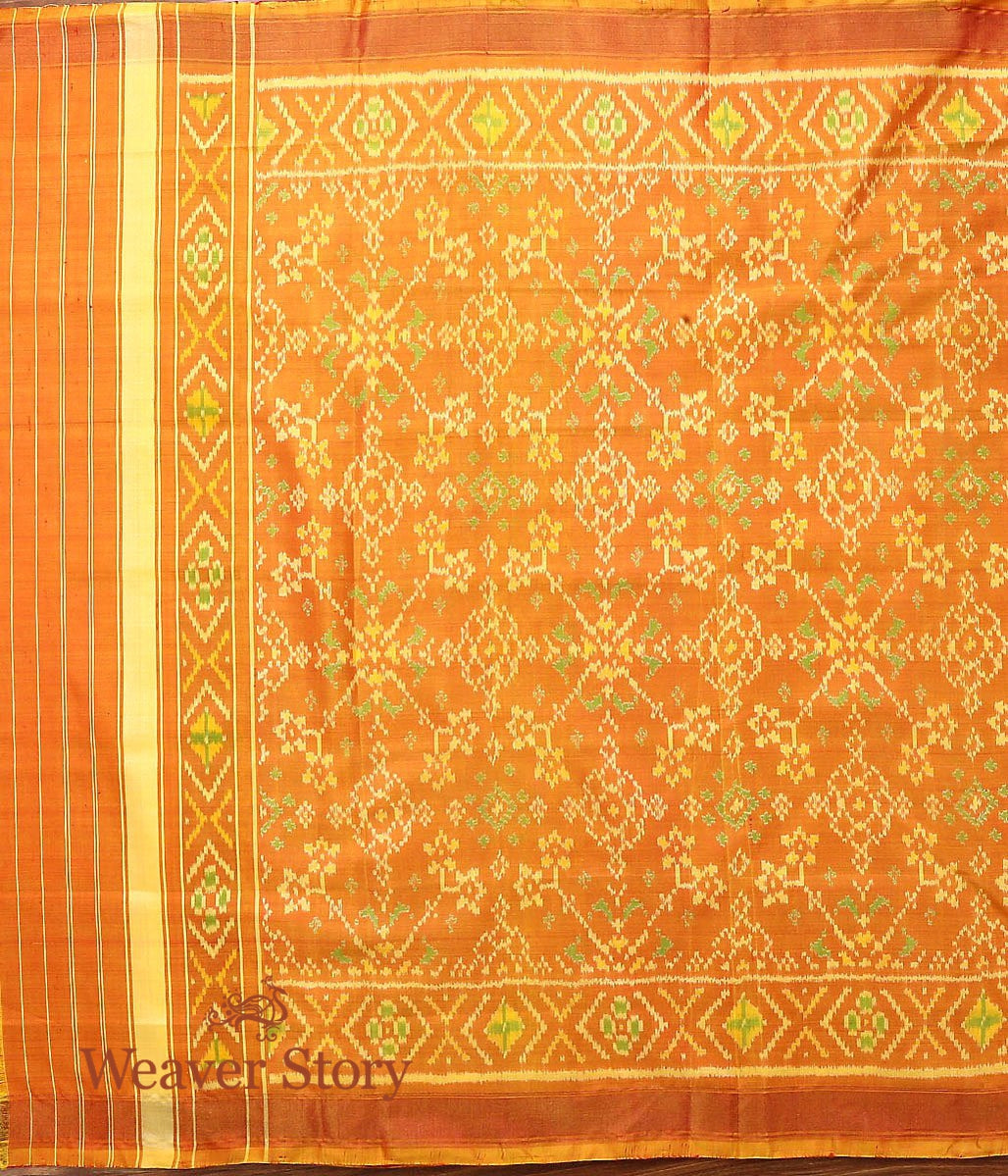 Handloom_Orange_Single_Ikat_Patola_Dupatta_WeaverStory_03