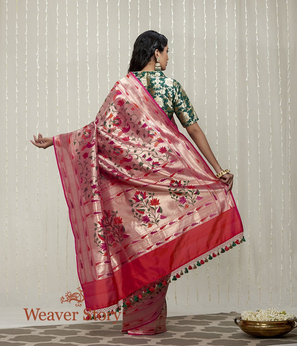 Handloom_Pink_Banaarasi_Saree_with_Zari_Base_and_Meenakari_WeaverStory_03