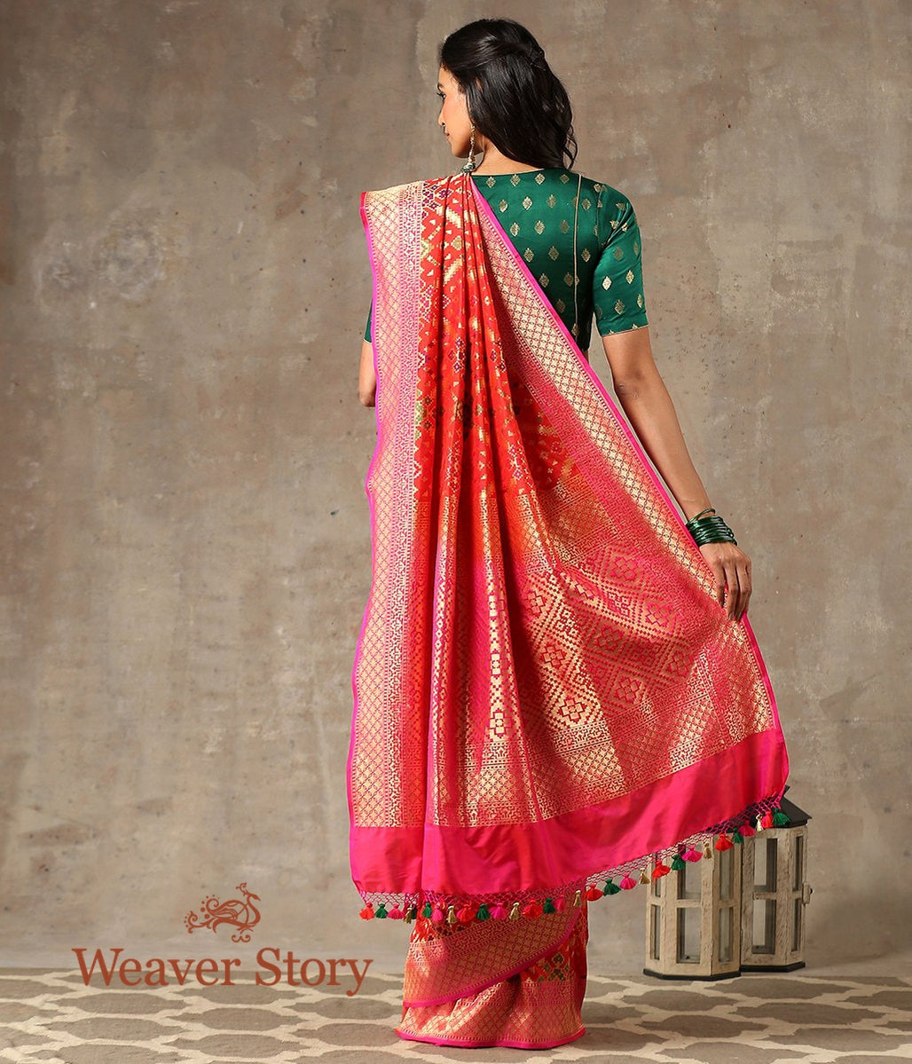 Handwoven_Orange_Banarasi_Patola_Saree_with_Meenakari_WeaverStory_03