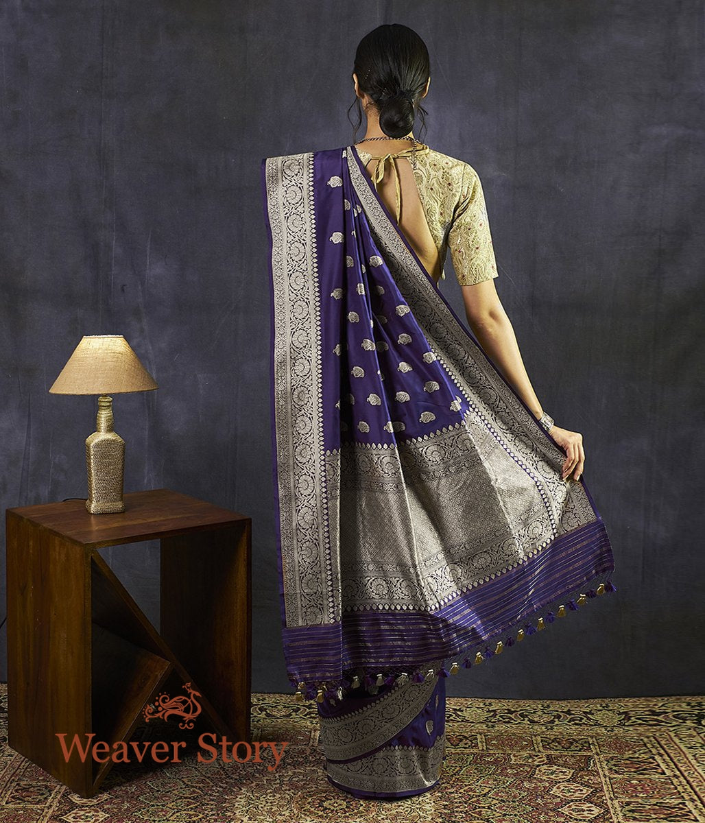 Handwoven_Dark_Purple_Kairi_Boota_Saree_WeaverStory_03