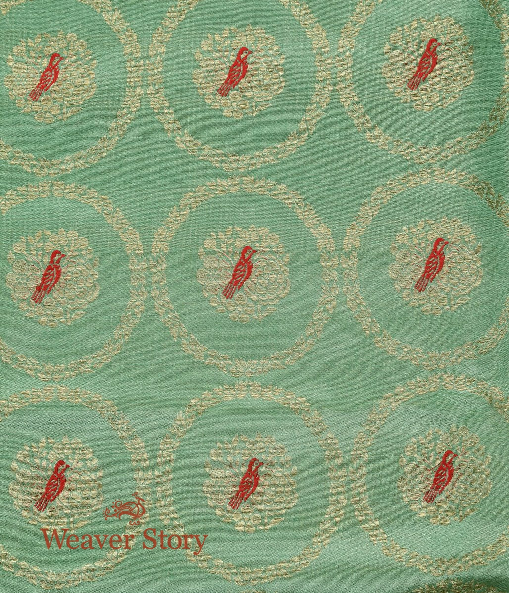 Handloom_Green_Pure_Satin_Fabric_with_Bird_Motifs_WeaverStory_03