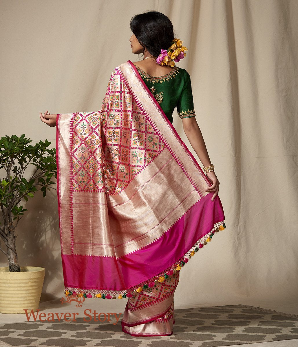 Handwoven_Pink_Banarasi_Patola_Saree_with_Zari_Base_WeaverStory_03