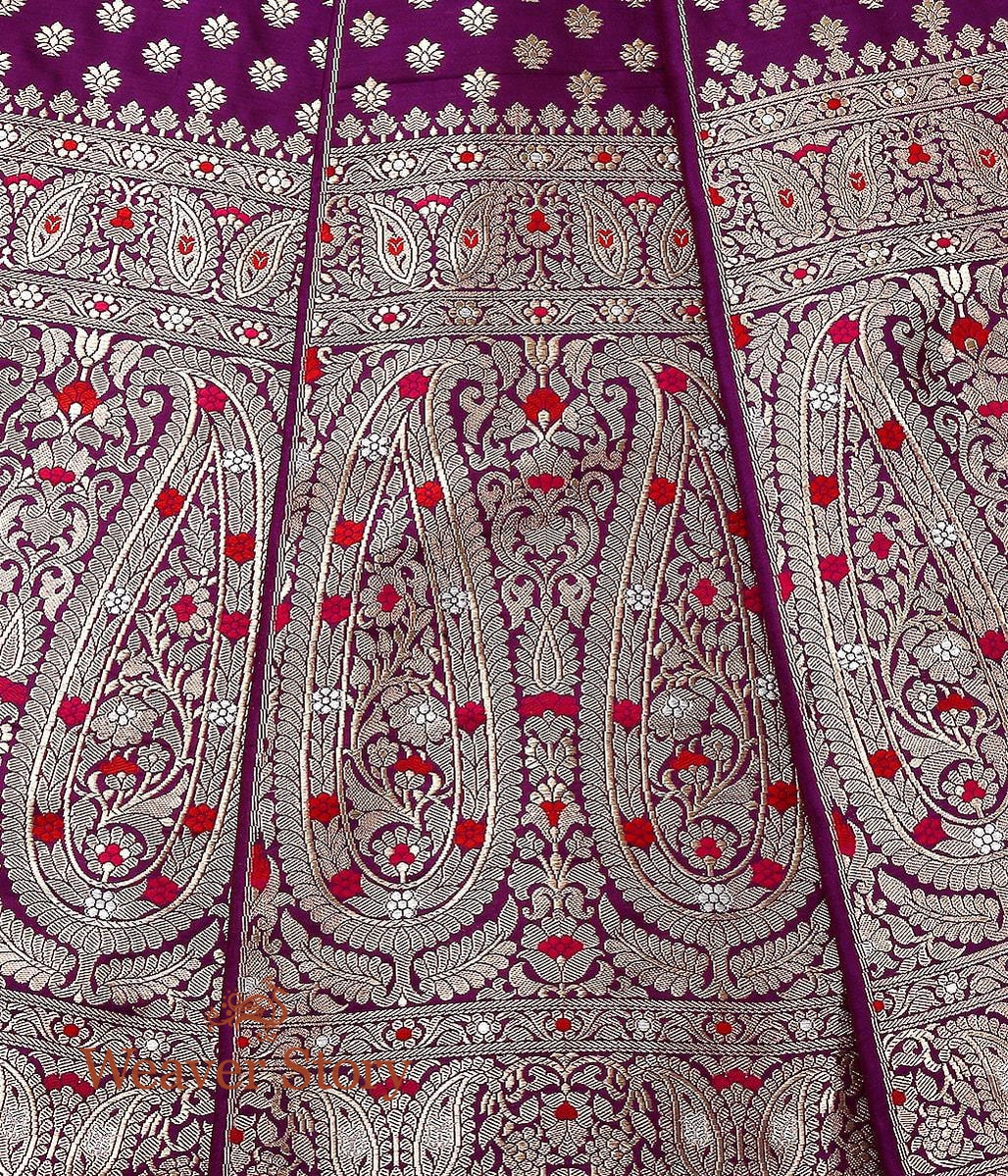Handloom_Purple_Silk_Banarasi_Meenakari_Lehenga_with_Borders_WeaverStory_03