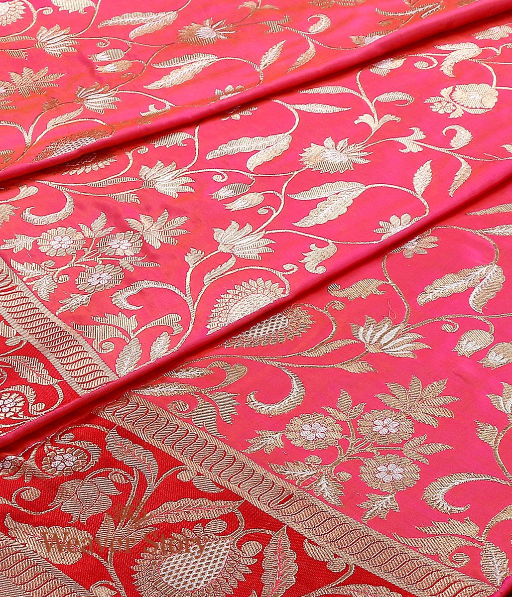 Handloom_Pink_Dual_Tone_Kadhwa_Banarasi_Lehenga_with_Red_Border_WeaverStory_04