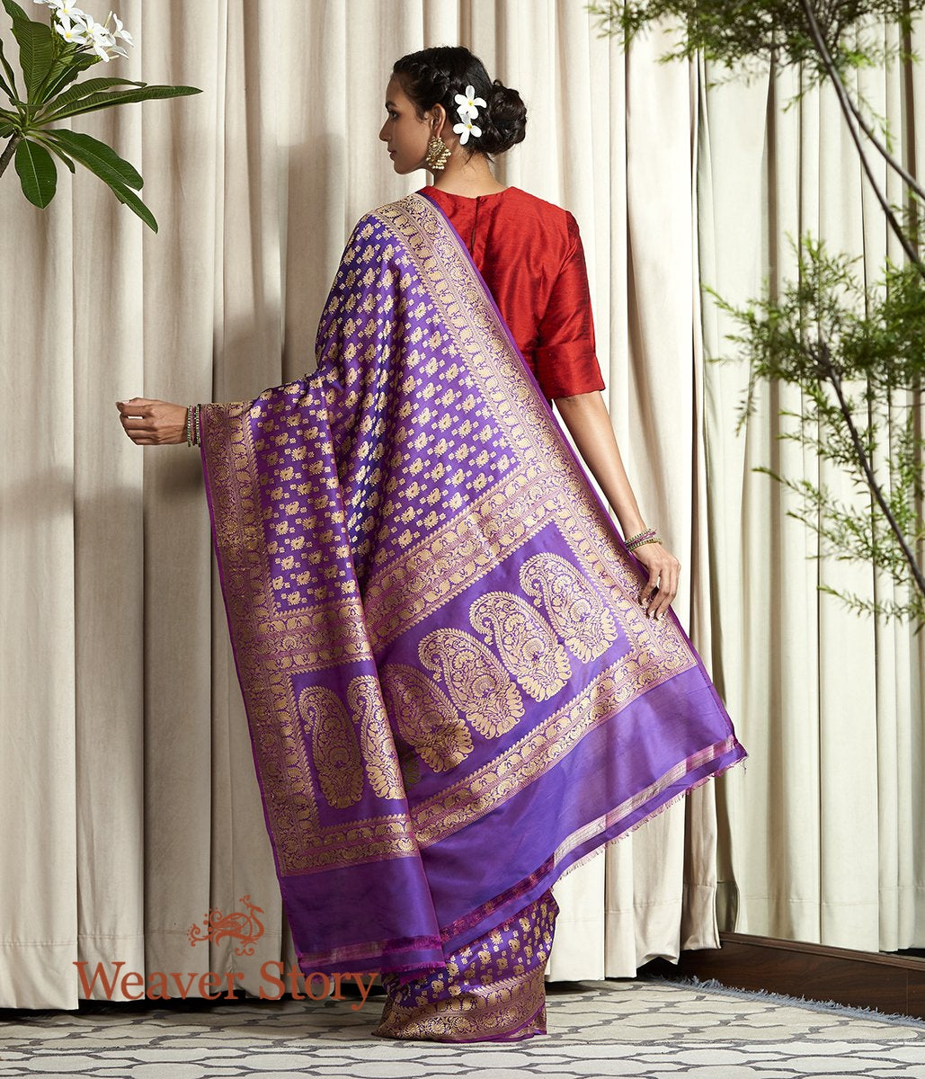 Handwoven_Purple_Baluchari_Kairi_Booti_Ghani_Saree_WeaverStory_03