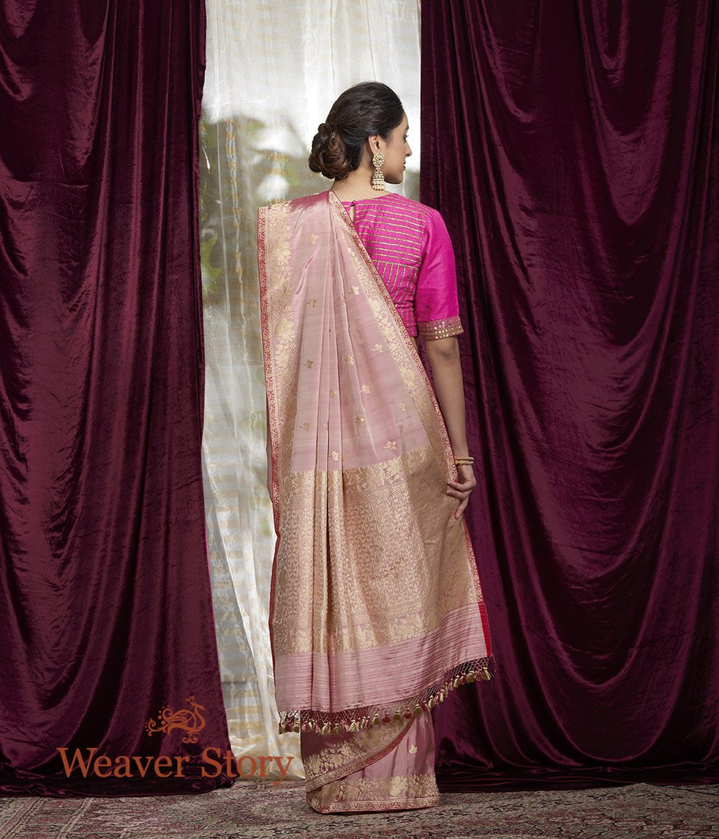 Handwoven_Rose_Pink_Kadhwa_Boota_Saree_with_Floral_Border_WeaverStory_03