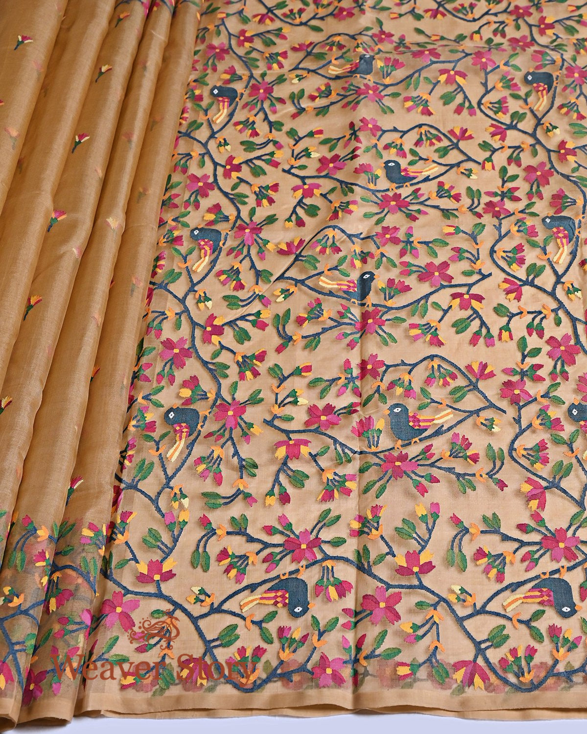 Handwoven_Brown_Silk_Jamdani_Saree_with_Birds_woven_on_Pallu_WeaverStory_03