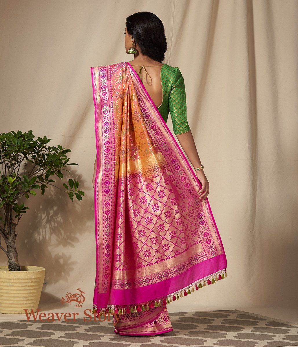 Handloom_Peach_Katan_Silk_Banarasi_Patola_Saree_Cutwork_with_Meenakari_Design_WeaverStory_03