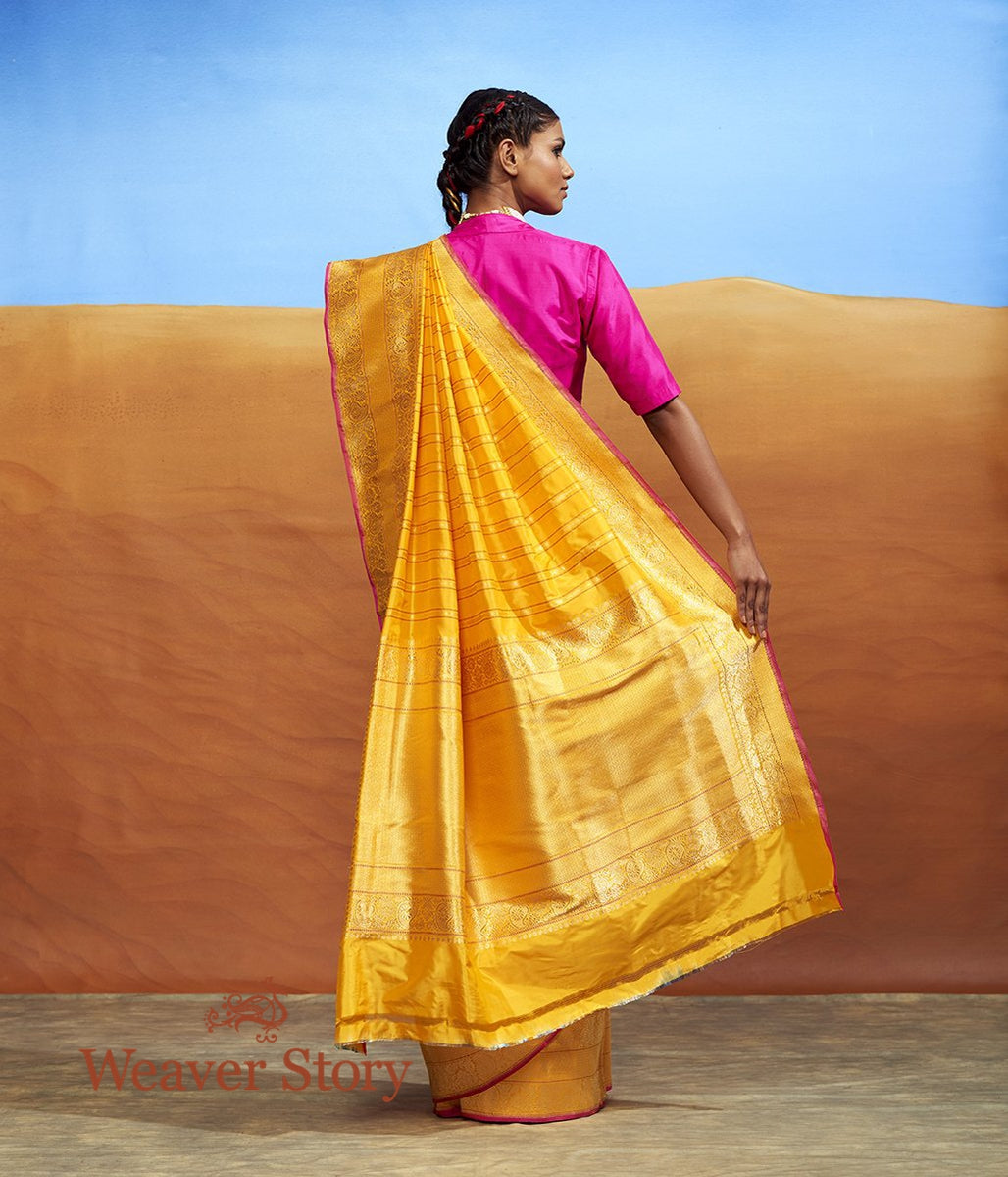 Handloom_Yellow_Katan_Silk_Saree_with_Stripes_WeaverStory_03