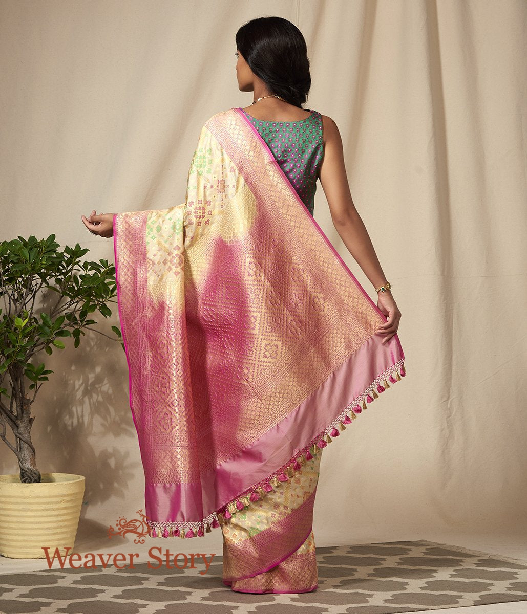 Handwoven_Banarasi_Patola_Saree_in_Cream_and_Pink_WeaverStory_03
