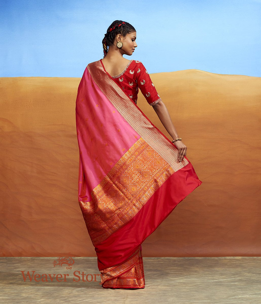 Handwoven_Pink_Ektara_Saree_with_Meenakari_Border_WeaverStory_03