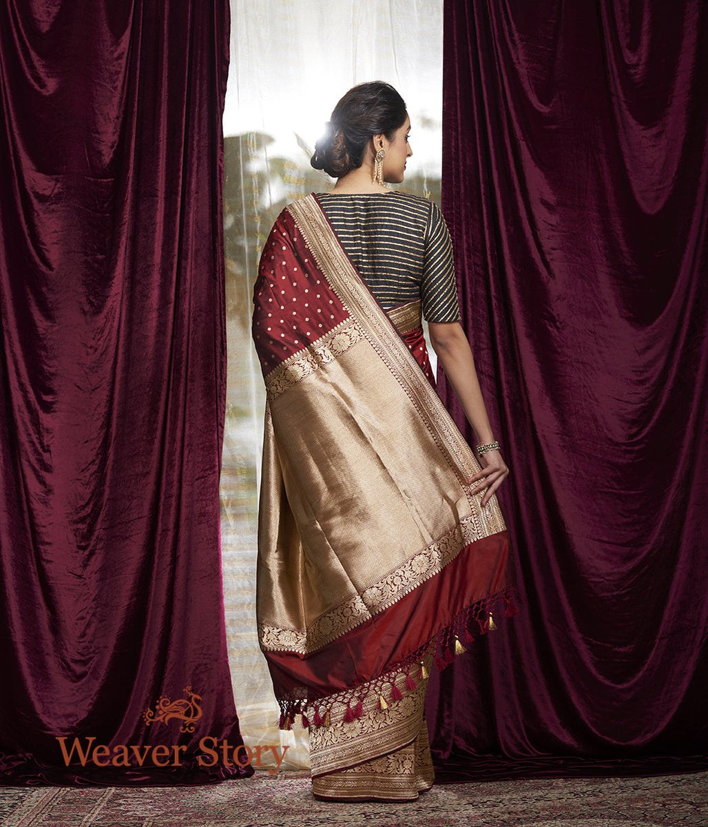 Handwoven_Maroon_Small_Booti_Saree_with_Kadhwa_Border_WeaverStory_03