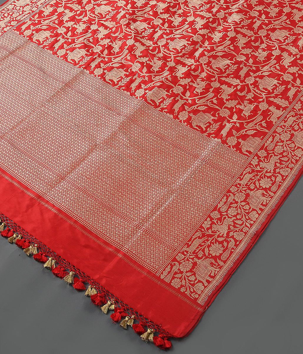 Handloom_Red_Banarasi_Shikargah_Dupatta_WeaverStory_03