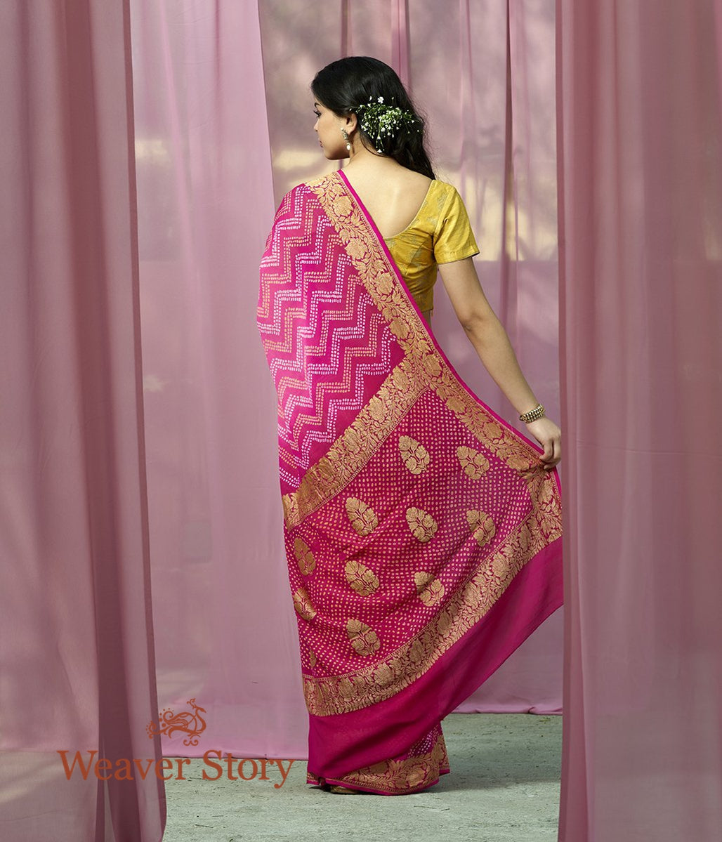 Handwoven_Pink_Shaded_Banarasi_Bandhej_Saree_WeaverStory_03