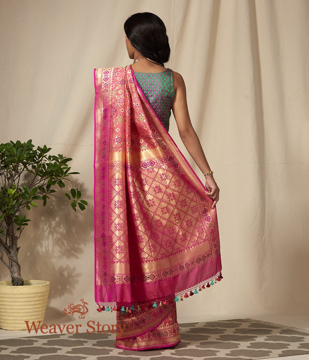 Handwoven_Katan_Cutwork_Banarasi_Patola_Saree_in_Peach_and_Pink_Dual_Tone_WeaverStory_03