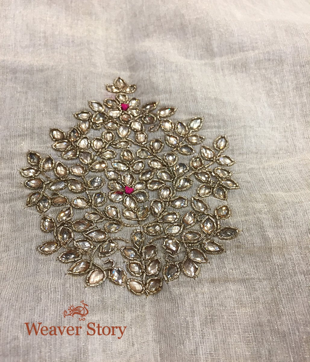 Handloom_Ivory_Cotton_Tissue_Dupatta_with_Zardozi_and_Kundan_work_WeaverStory_03