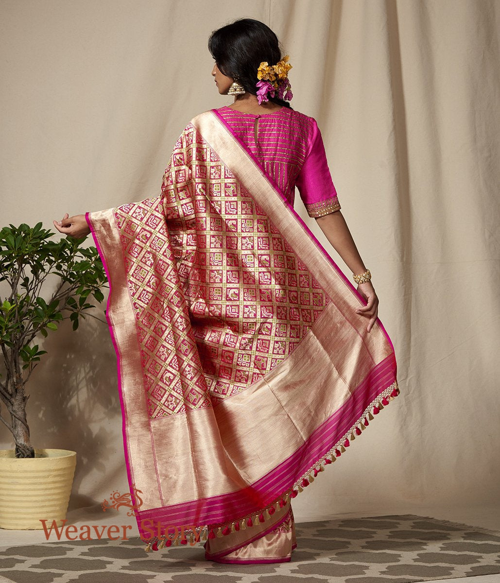 Handloom_Pink_Banarasi_Patola_Saree_with_Zari_Base_WeaverStory_03