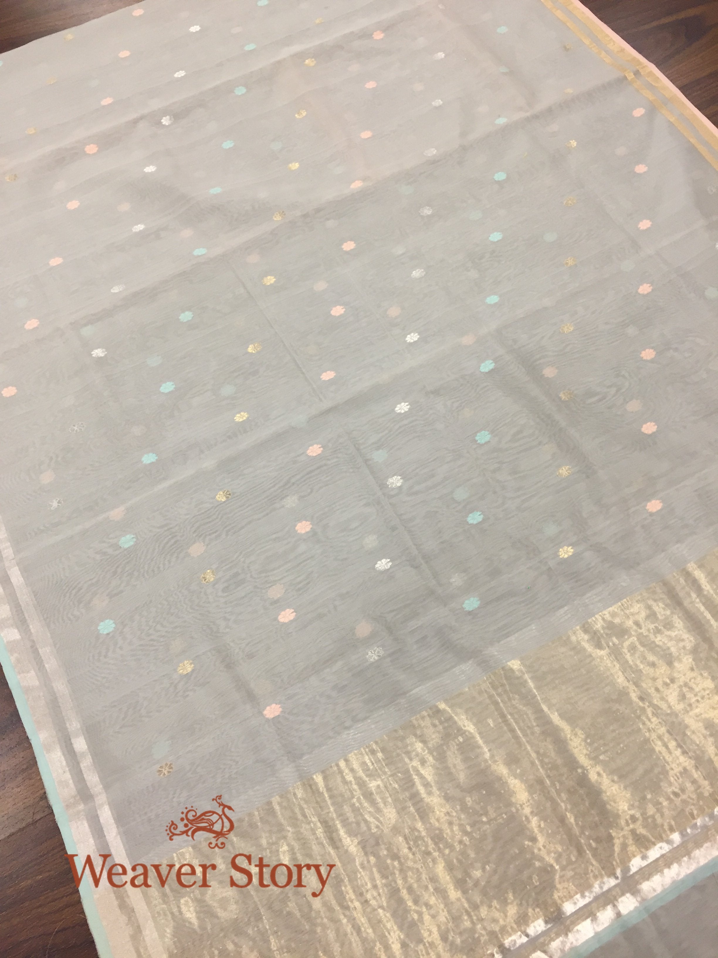 Handloom_Grey_Chanderi_Dupatta_with_Zari_Booti_WeaverStory_03