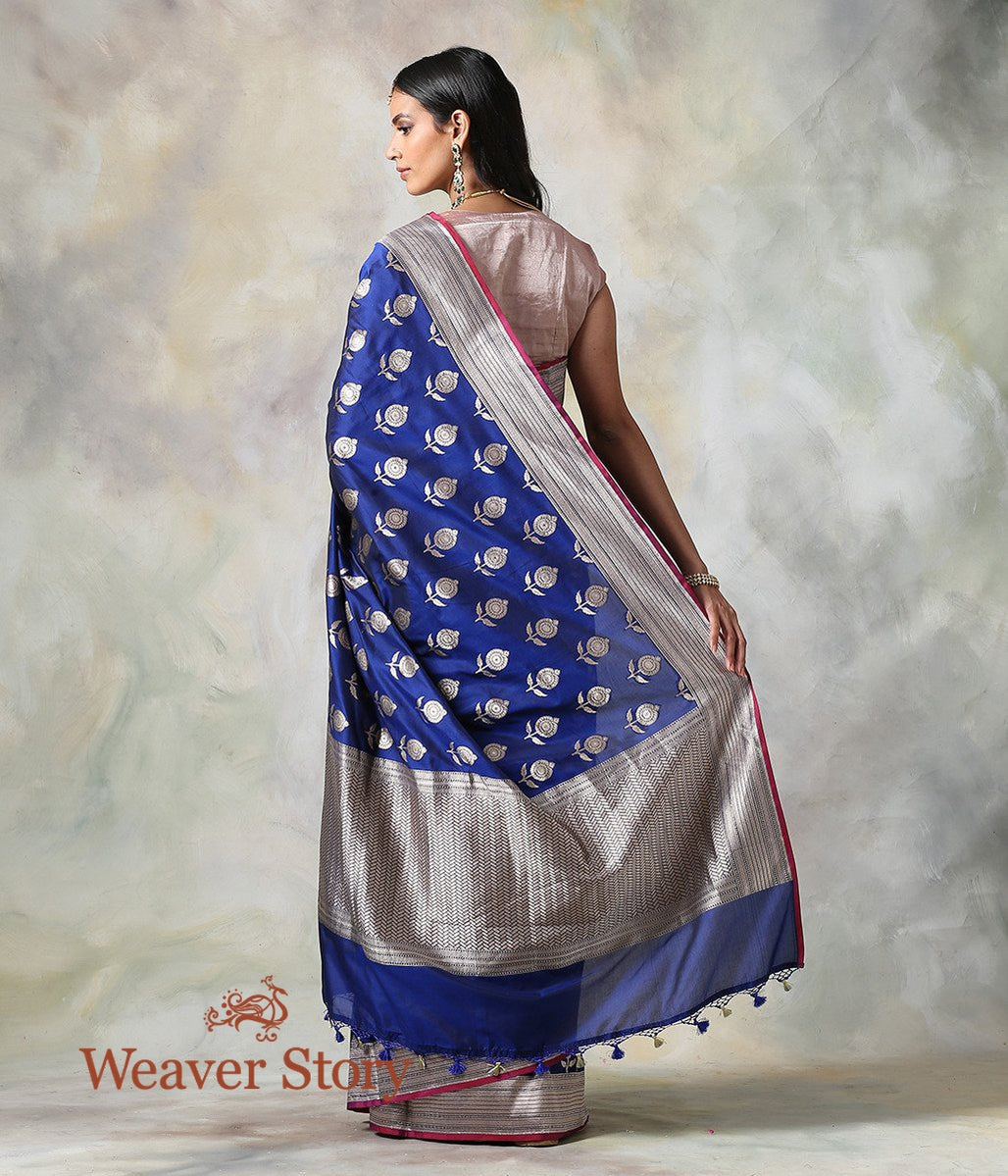 Handwoven_Blue_Katan_Silk_Saree_with_Floral_Booti_WeaverStory_03