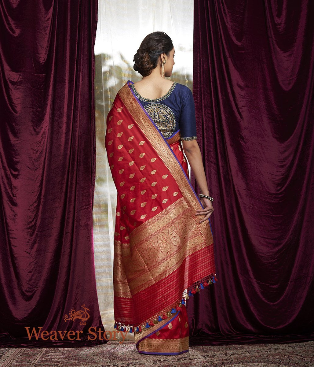 Handwoven_Red_Kadhwa_Booti_Saree_with_Meena_WeaverStory_03