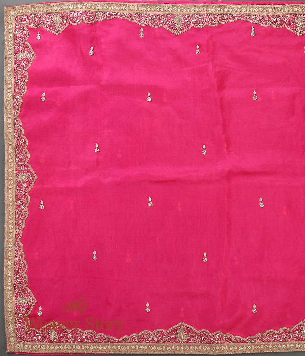 Hot_Pink_Zardozi_Work_Dupatta_with_Mughal_Border_WeaverStory_04