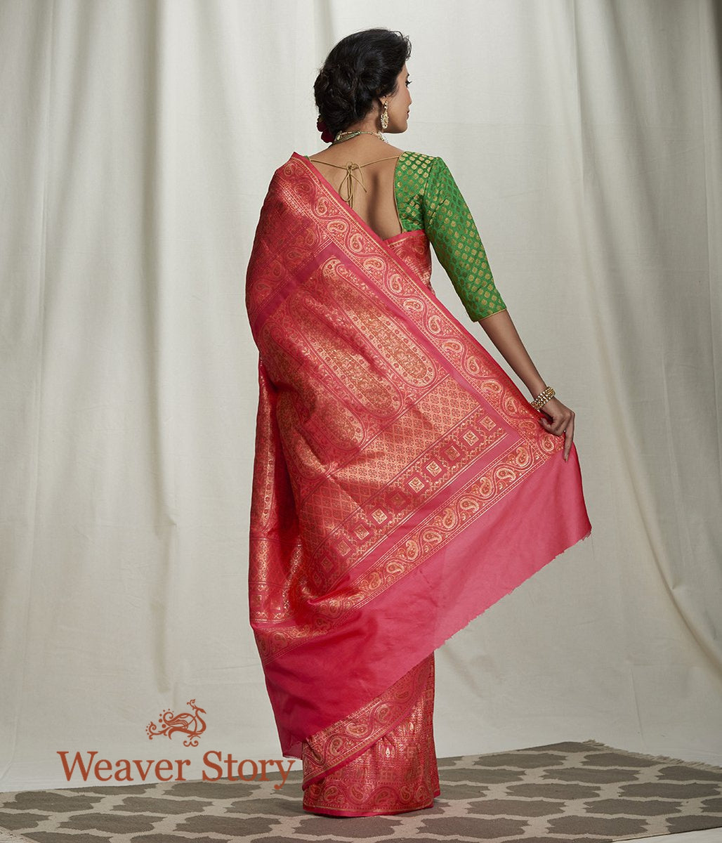 Handwoven_Gharchola_Saree_Orange_and_Pink_Dual_Tone_WeaverStory_03