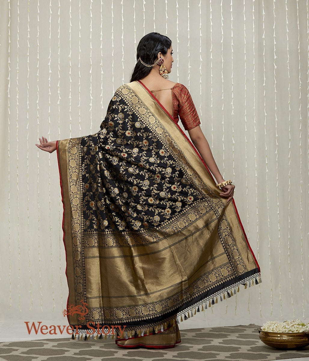 Handloom_Black_Sona_Rupa_Kadhwa_Jangla_Saree_with_Meenakari_WeaverStory_03