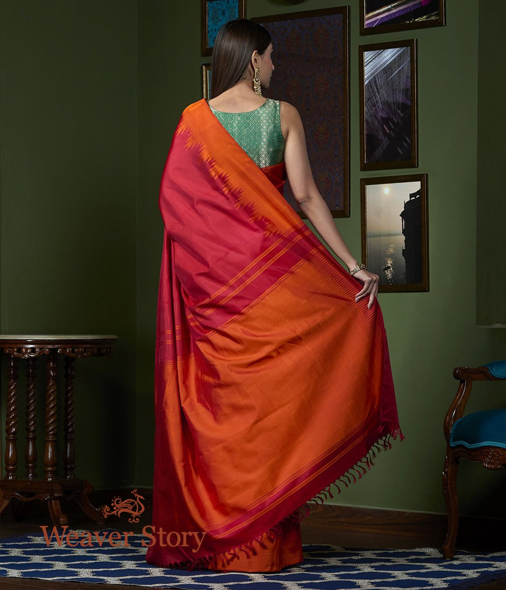 Handwoven_Red_Kanjivaram_Saree_with_Orange_Twill_Weave_Temple_Border_WeaverStory_03