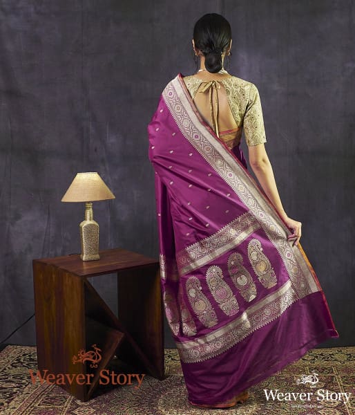 Handloom_Wine_Kadhwa_Banarasi_Saree_with_Meena_Booti_WeaverStory_03