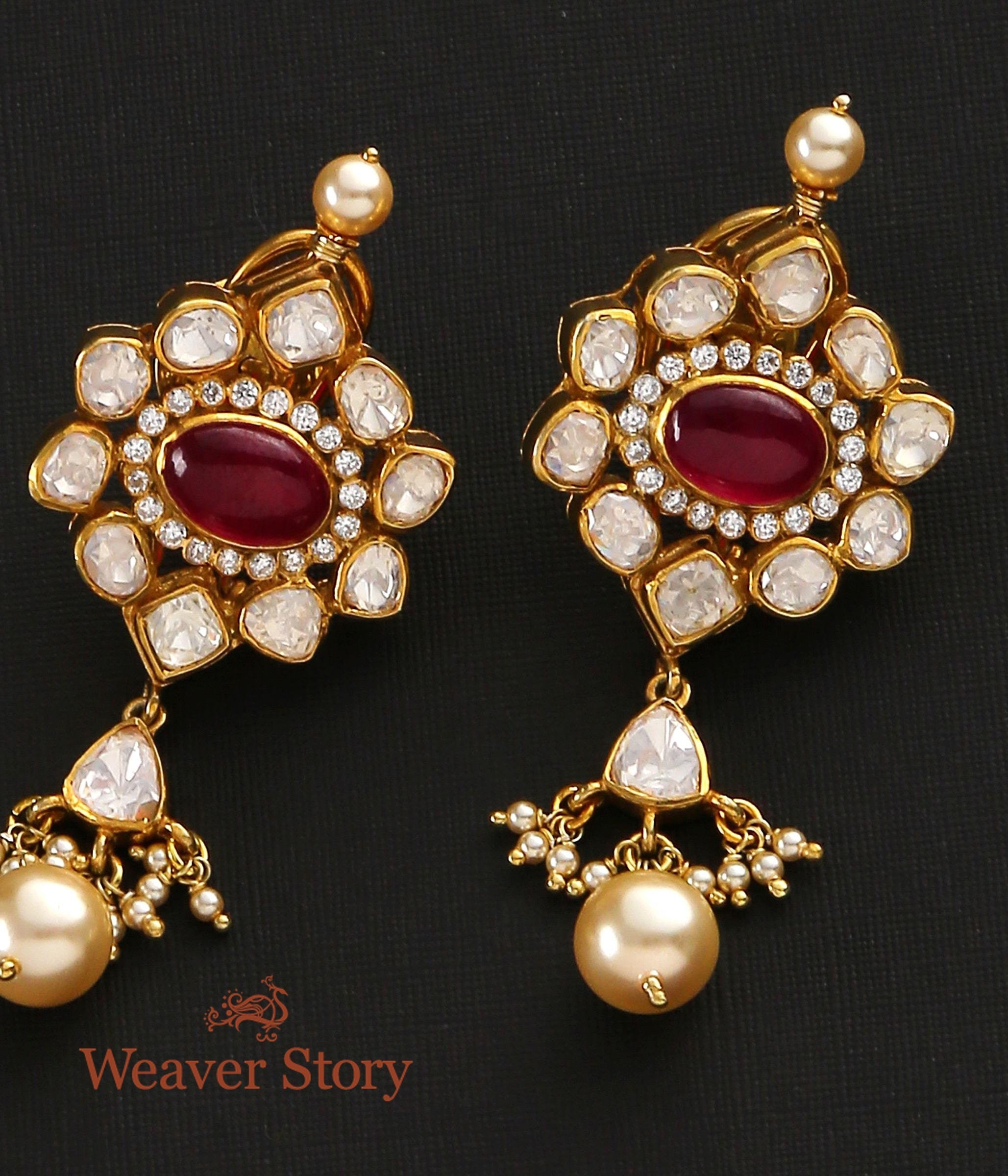 Suruchika_Earrings_with_Moissanite_Polki_Crafted_in_Pure_Silver_WeaverStory_03