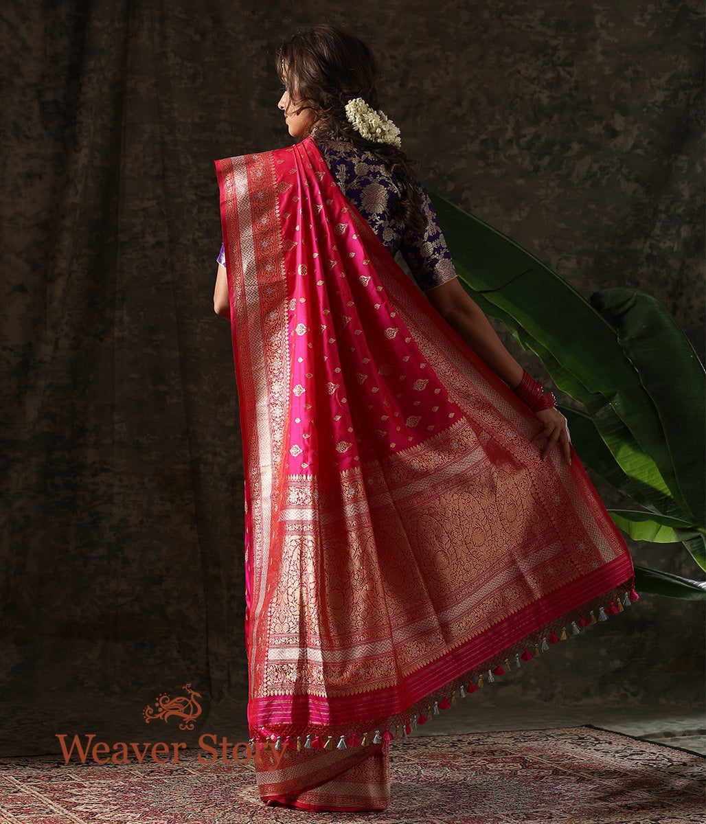 Handloom_Pink_Sona_Rupa_Kadhwa_Boota_Saree_with_Silver_Border_WeaverStory_03