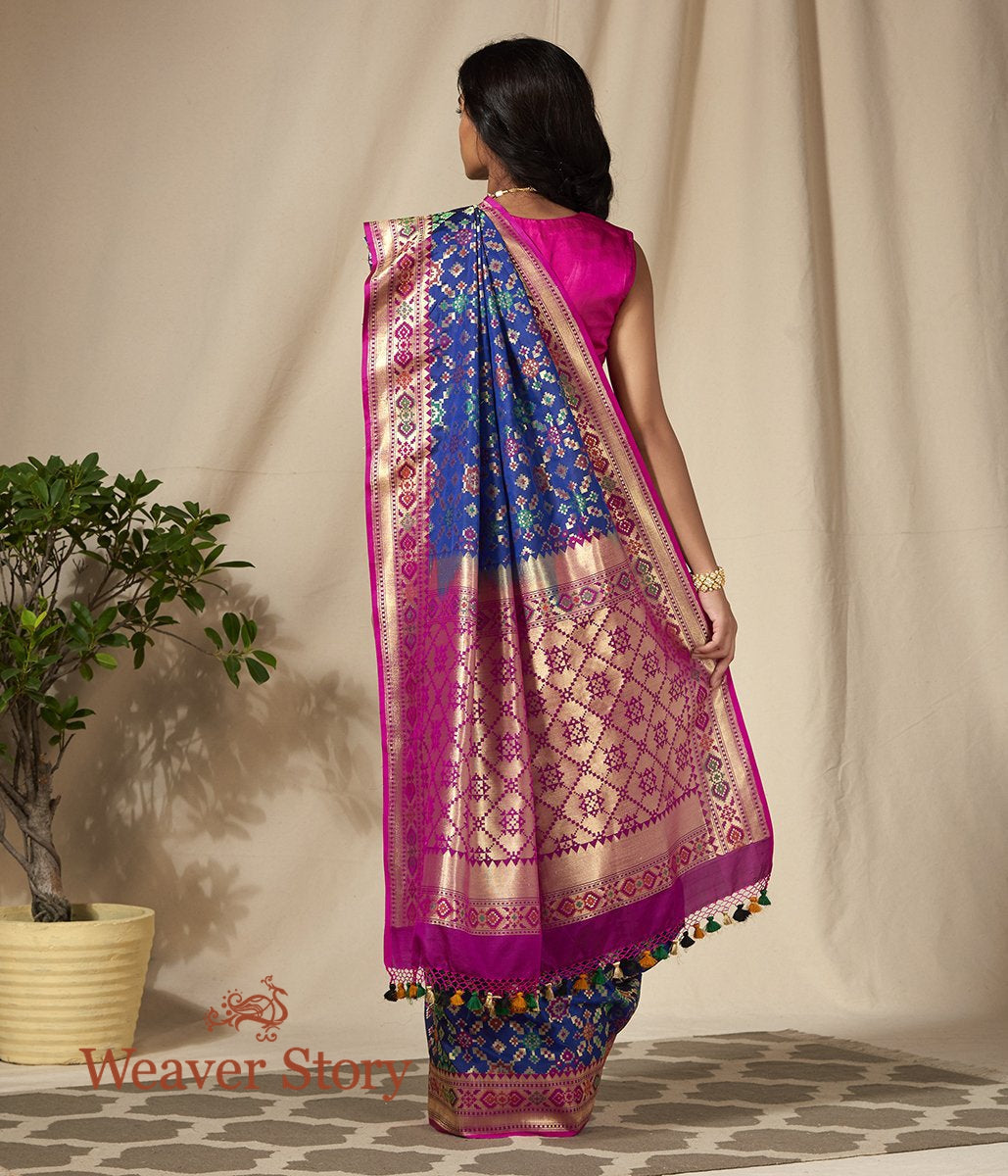 Handwoven_Katan_Cutwork_Banarasi_Patola_Saree_in_Royal_Blue_with_Purple_WeaverStory_03