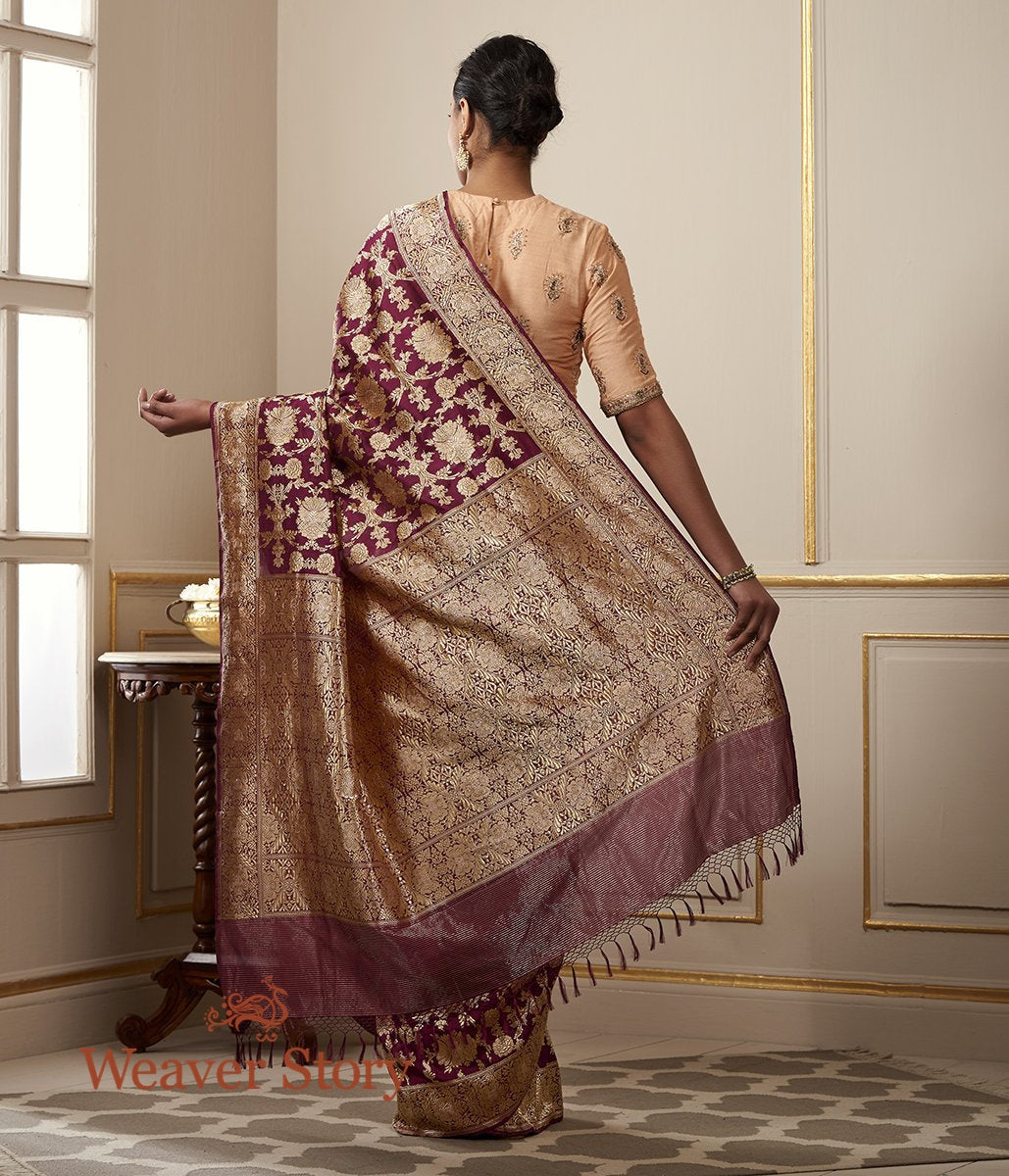 Handloom_Wine_Banarasi_Jangla_with_Fine_Meenakari_WeaverStory_03