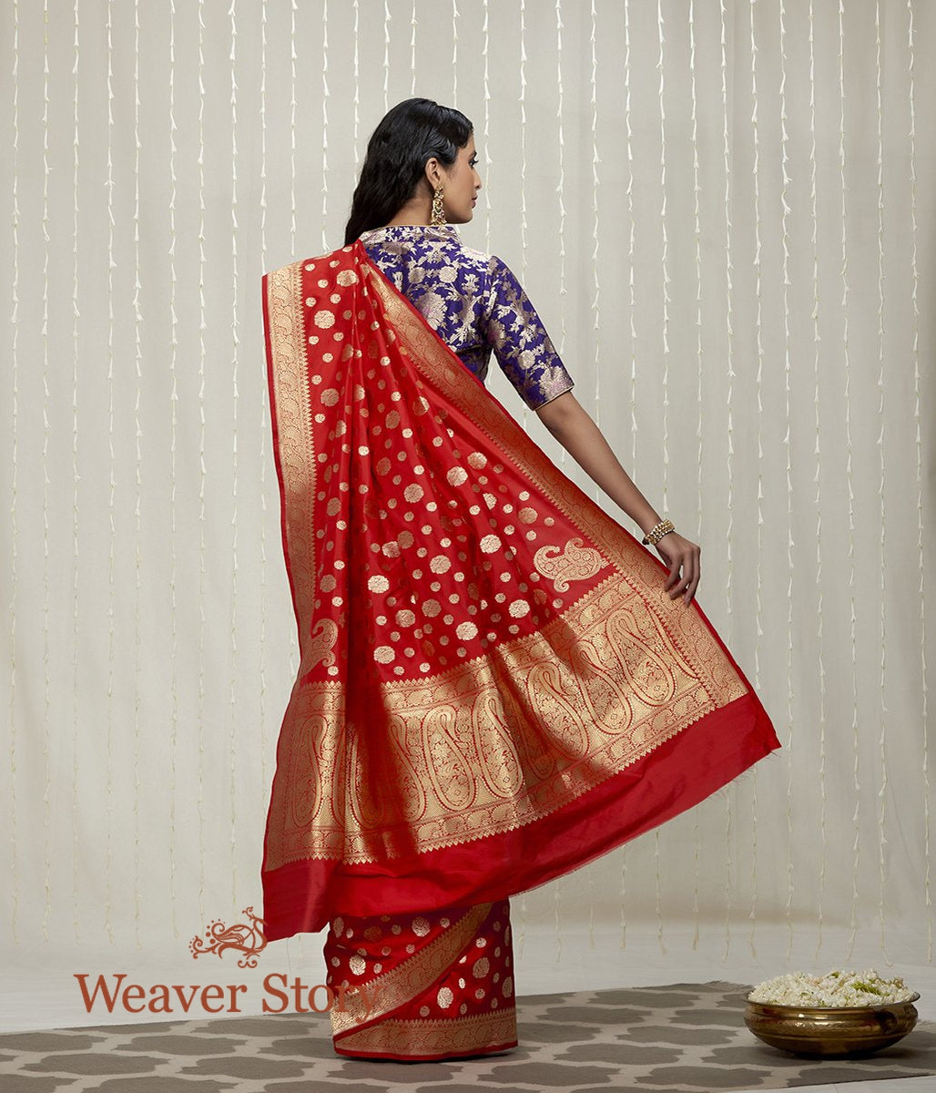 Handloom_Red_Sona_Rupa_Kadhwa_Boota_Saree_with_Small_Kairi_Border_and_Konia_WeaverStory_03