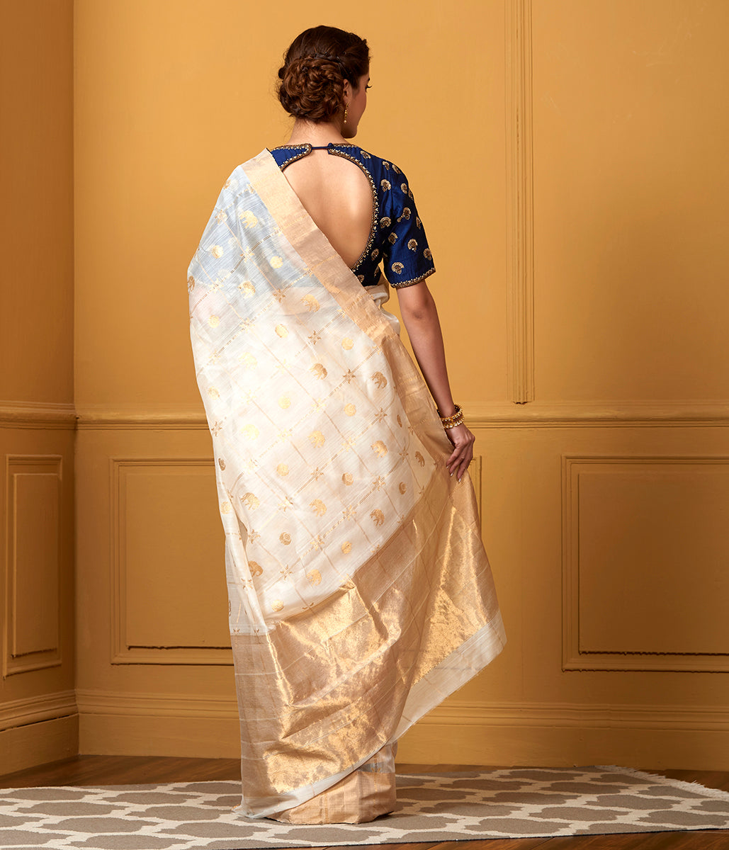 Handloom_White_Zari_Checks_Saree_with_Elephant_Motifs_WeaverStory_03