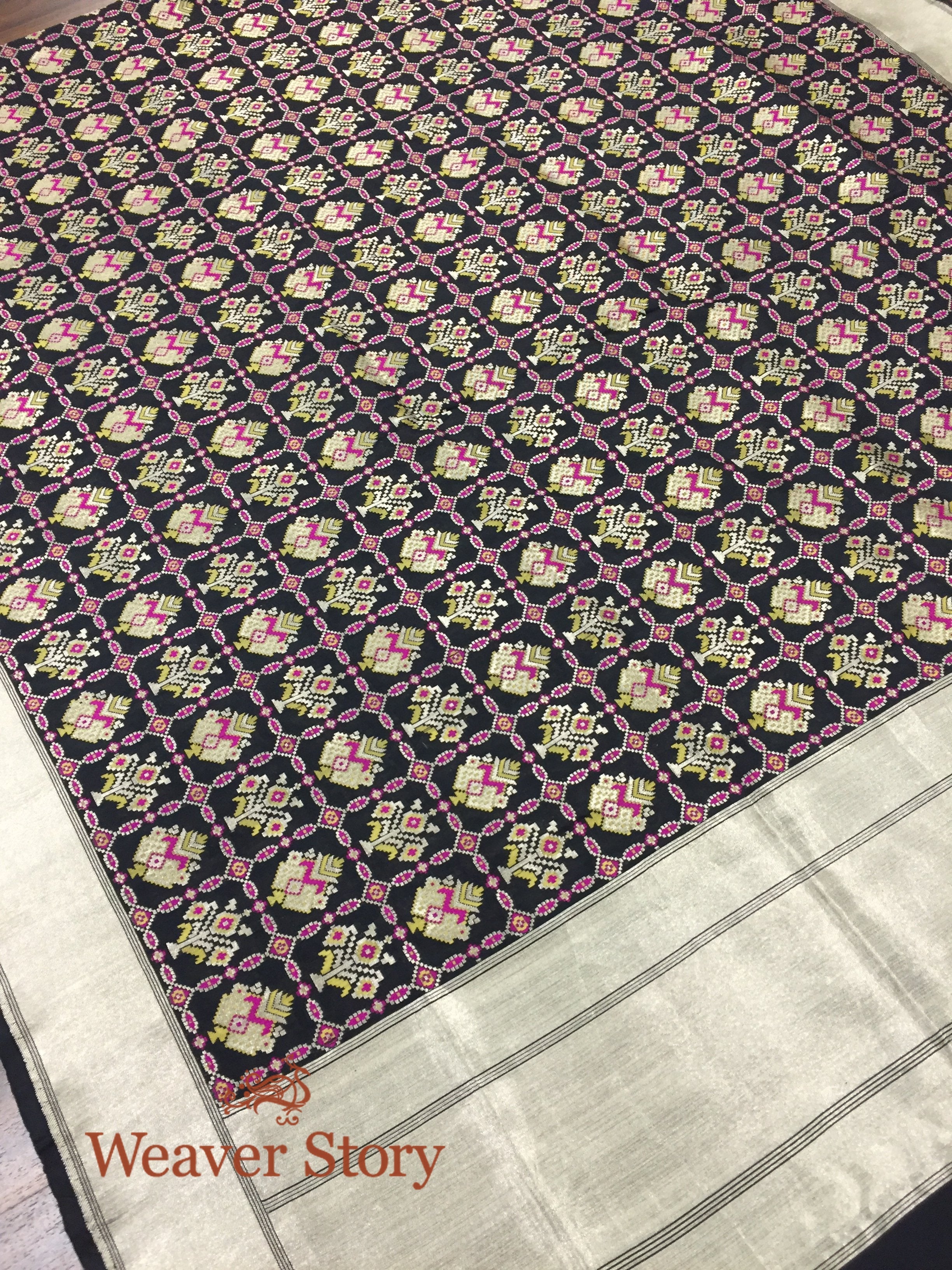 Handloom_Black_Banarasi_Patola_Dupatta_with_Meenakari_WeaverStory_02