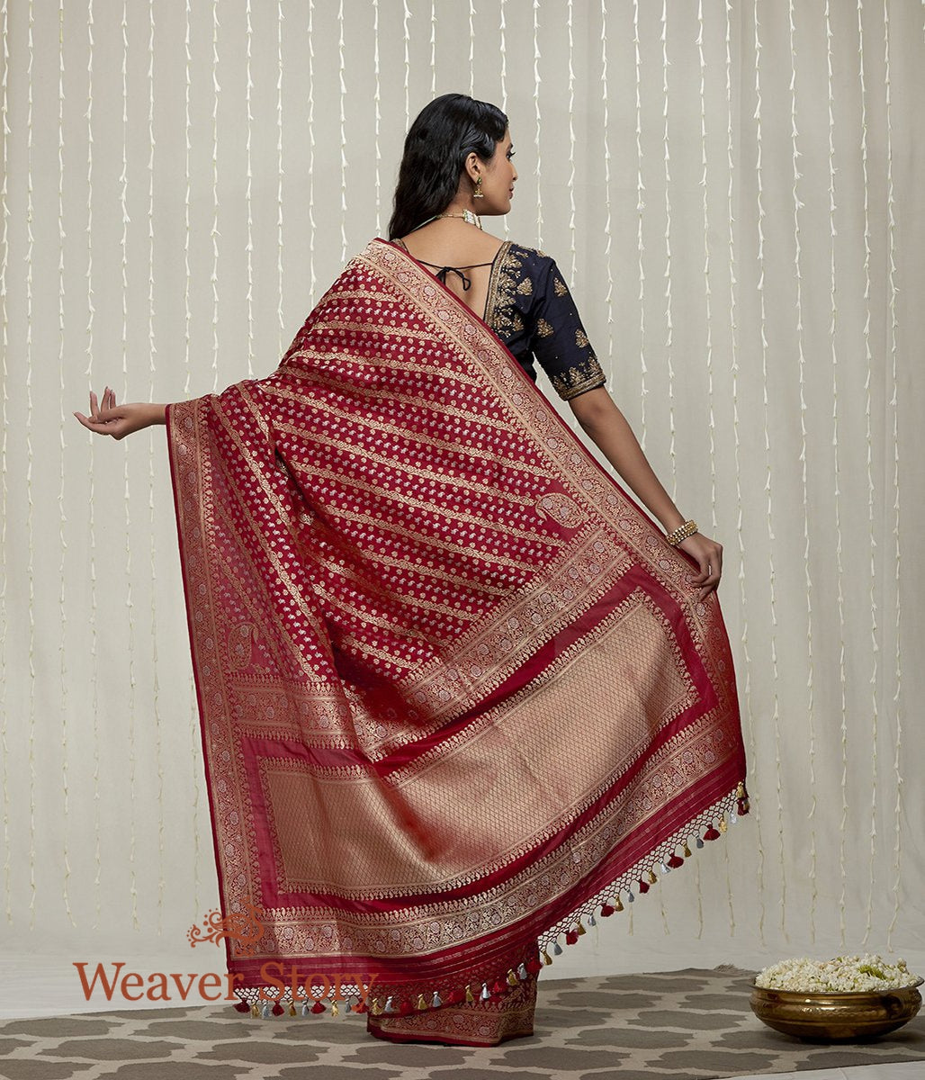 Handwoven_Maroon_Real_Zari_Banarasi_Jangla_WeaverStory_03