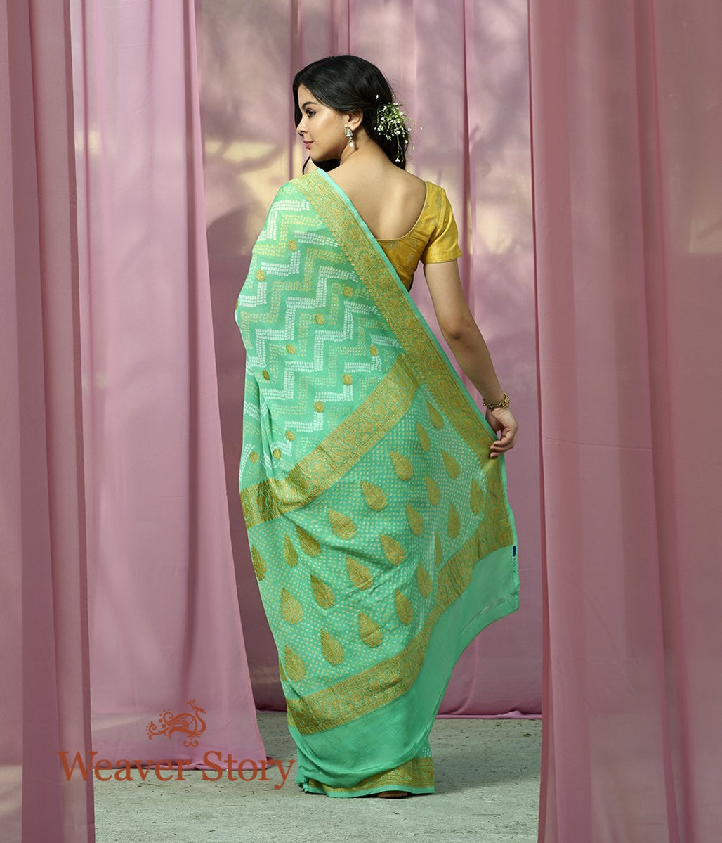 Handloom_Sea_Green_Bandhej_Saree_WeaverStory_03