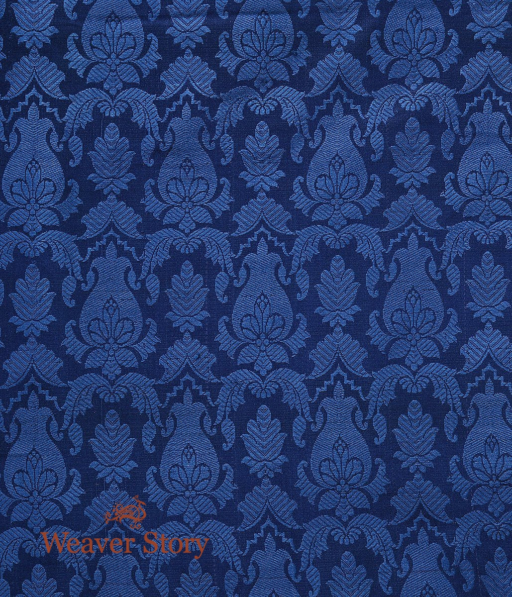 Handloom_Blue_Pure_Satin_Kimkhab_Fabric_WeaverStory_03