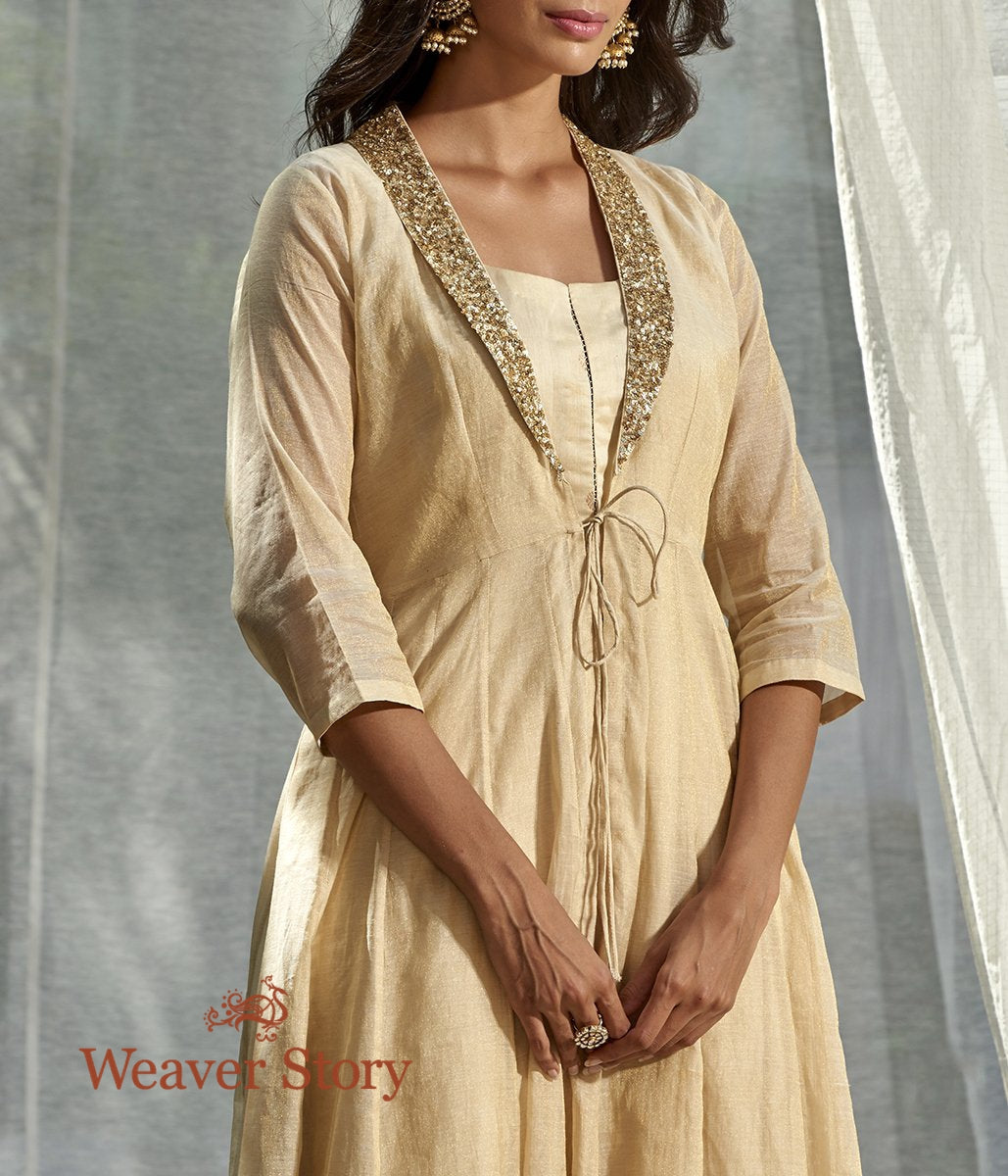 Handwoven_Offwhite_Chanderi_Tissue_Anarkali_Suit_Set_WeaverStory_03