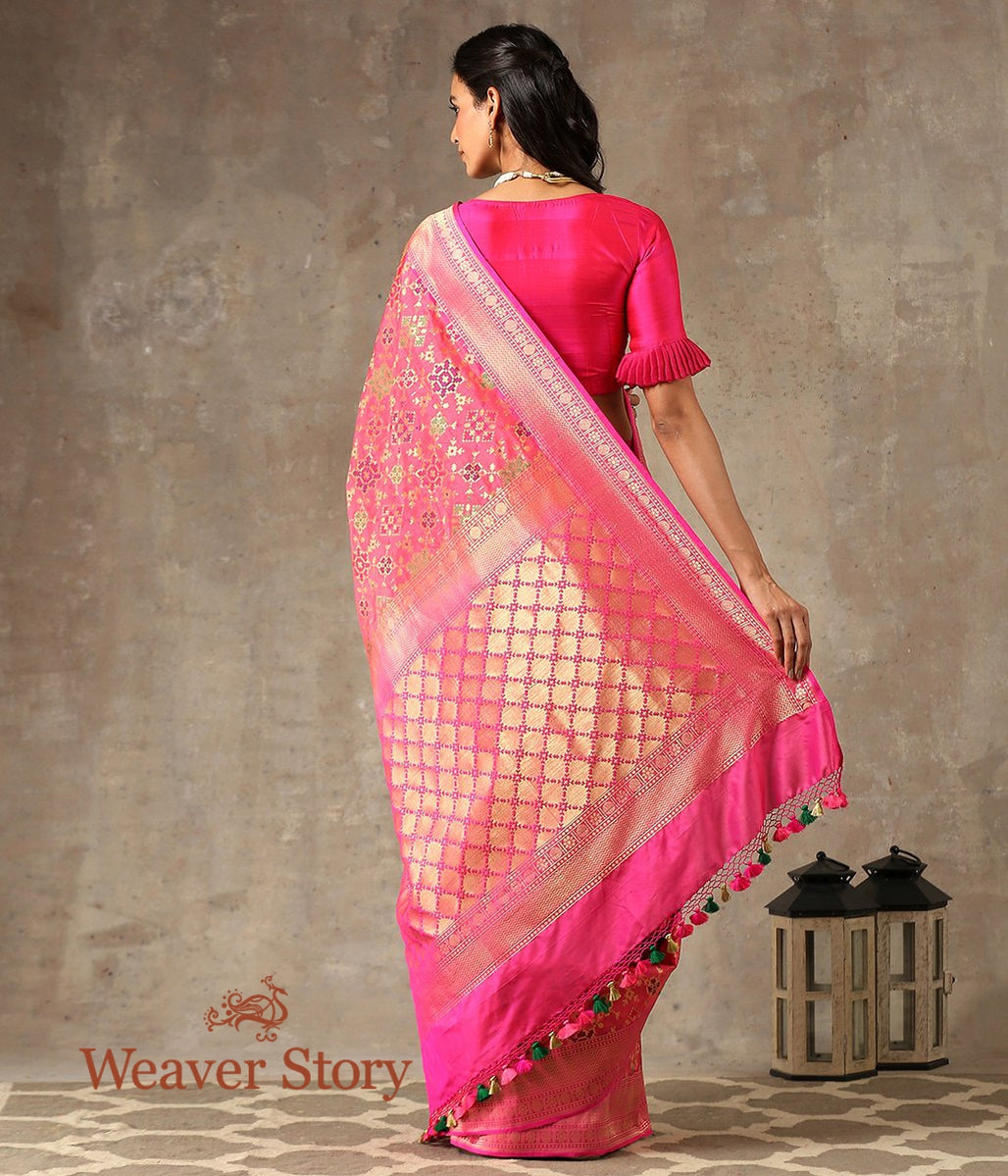 Handwoven_Pink_Dual_Tone_Banarasi_Patola_Saree_WeaverStory_03