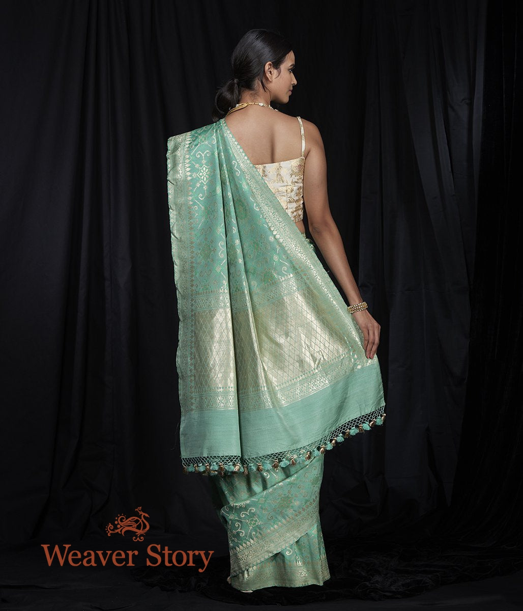 Handwoven_Green_Tusser_Patola_Saree_WeaverStory_03
