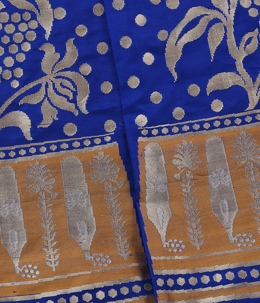 Handloom_Blue_Kadhwa_Banarasi_Lehenga_with_Gold_and_Silver_Zari_WeaverStory_04