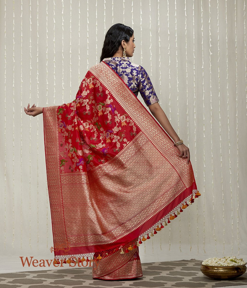 Handwoven_Red_Kadhwa_Meenakari_Shikargah_Saree_WeaverStory_03